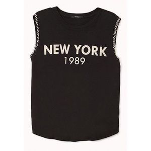 Forever21 Beaded "New York" Muscle Tee